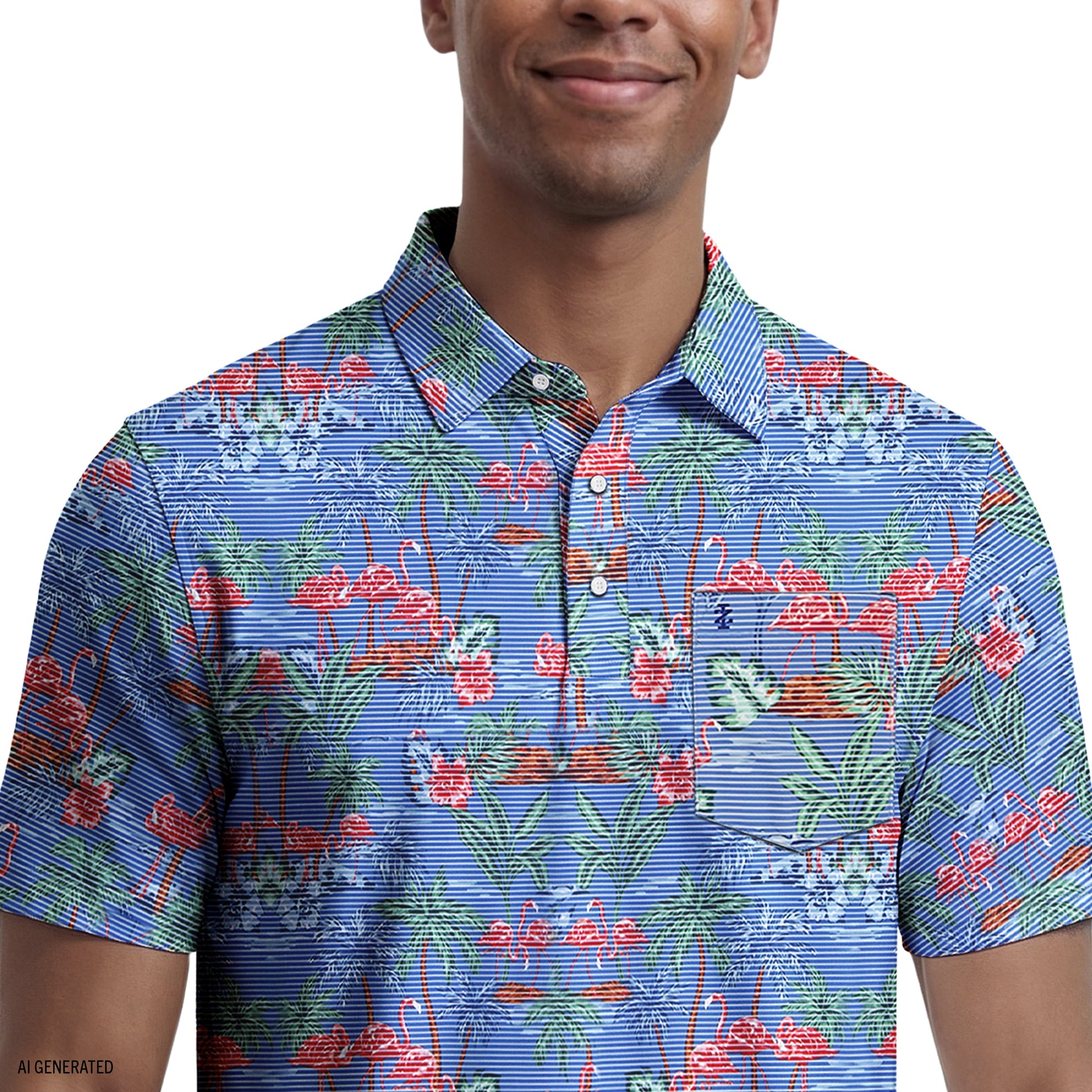 Izod SUNSHIELD PERFORMANCE S/S PRINTED POLO - VALLARTA BLUE