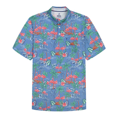 Izod SUNSHIELD PERFORMANCE S/S PRINTED POLO - VALLARTA BLUE