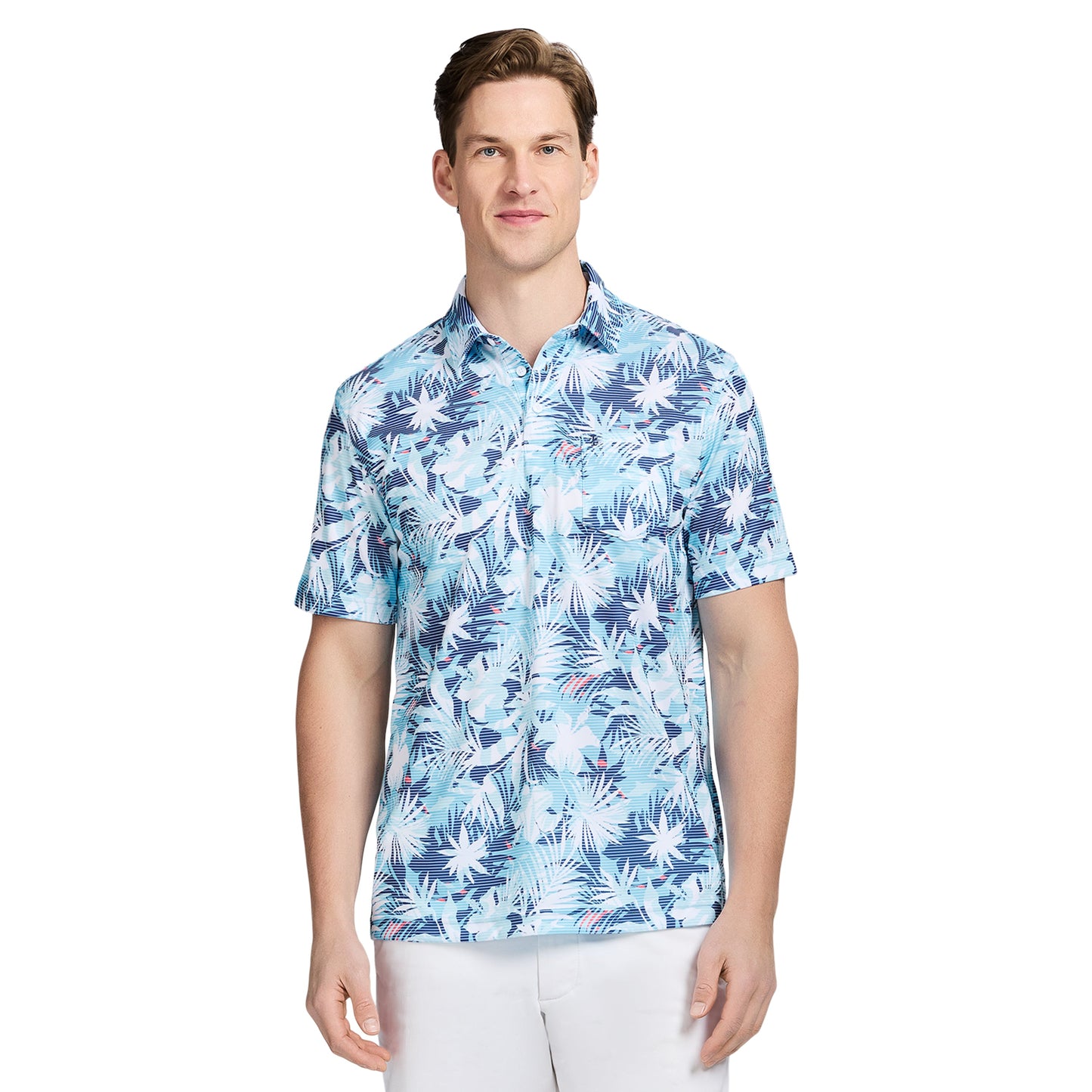 Izod SUNSHIELD PERFORMANCE S/S PRINTED POLO - AQUARIUS