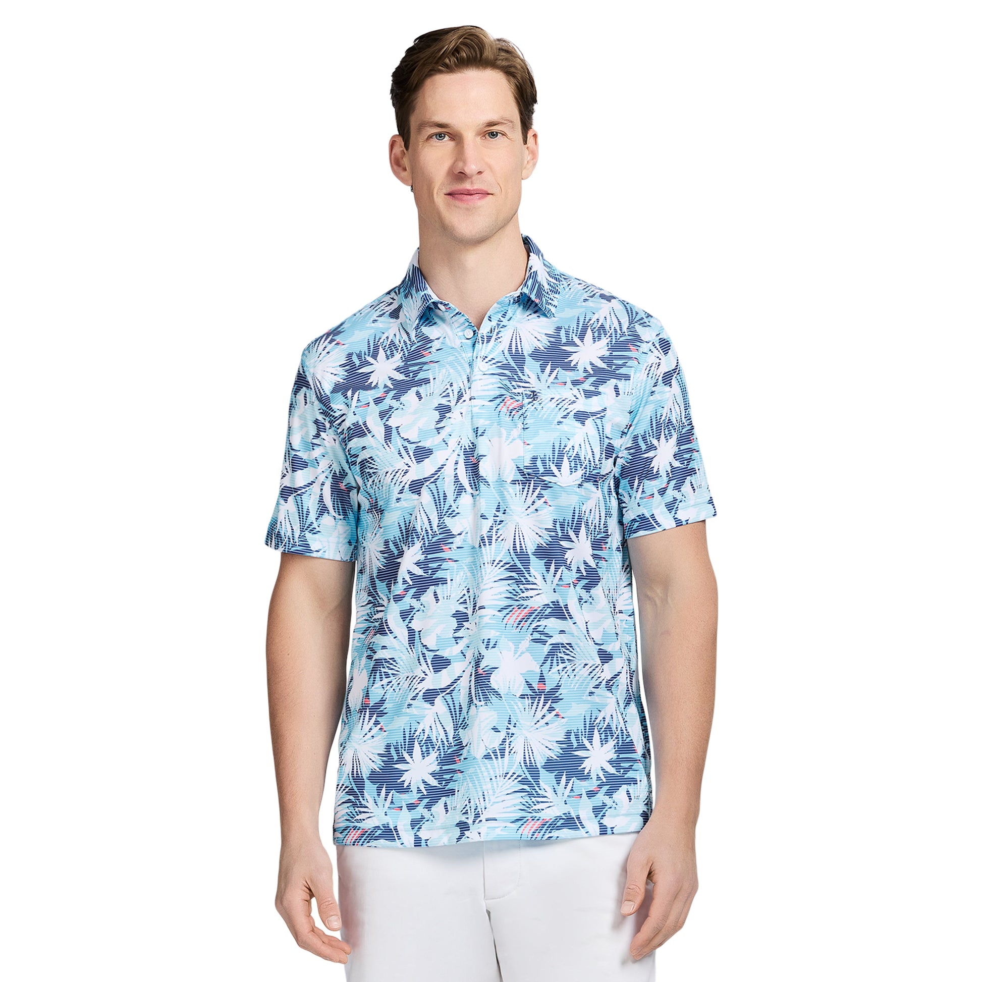 Izod SUNSHIELD PERFORMANCE S/S PRINTED POLO - AQUARIUS