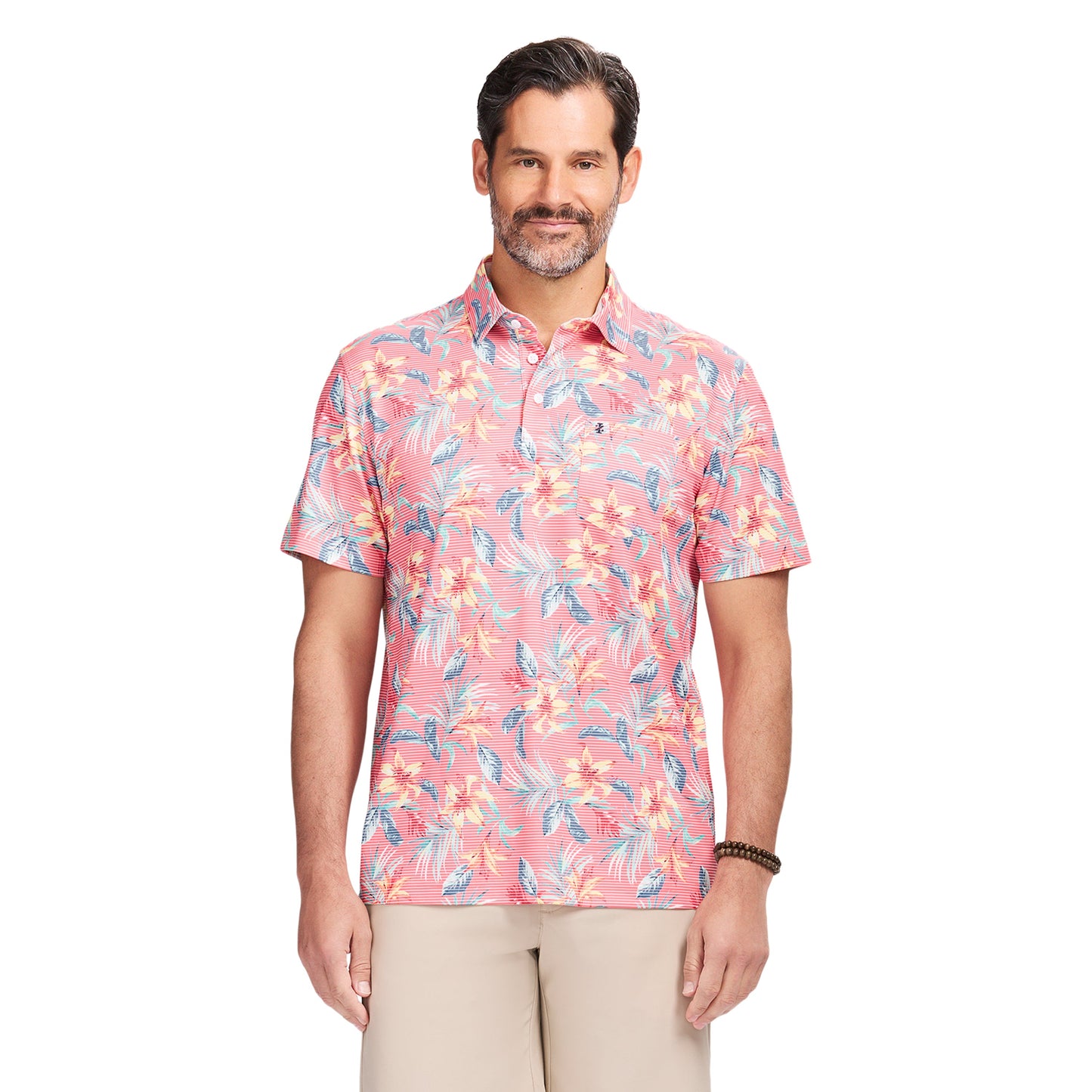 Izod SUNSHIELD PERFORMANCE S/S PRINTED POLO - ROSE OF SHARON