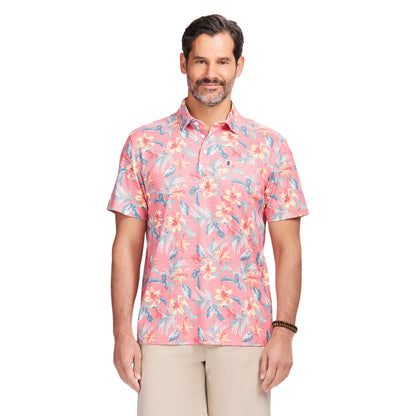 Izod SUNSHIELD PERFORMANCE S/S PRINTED POLO - ROSE OF SHARON