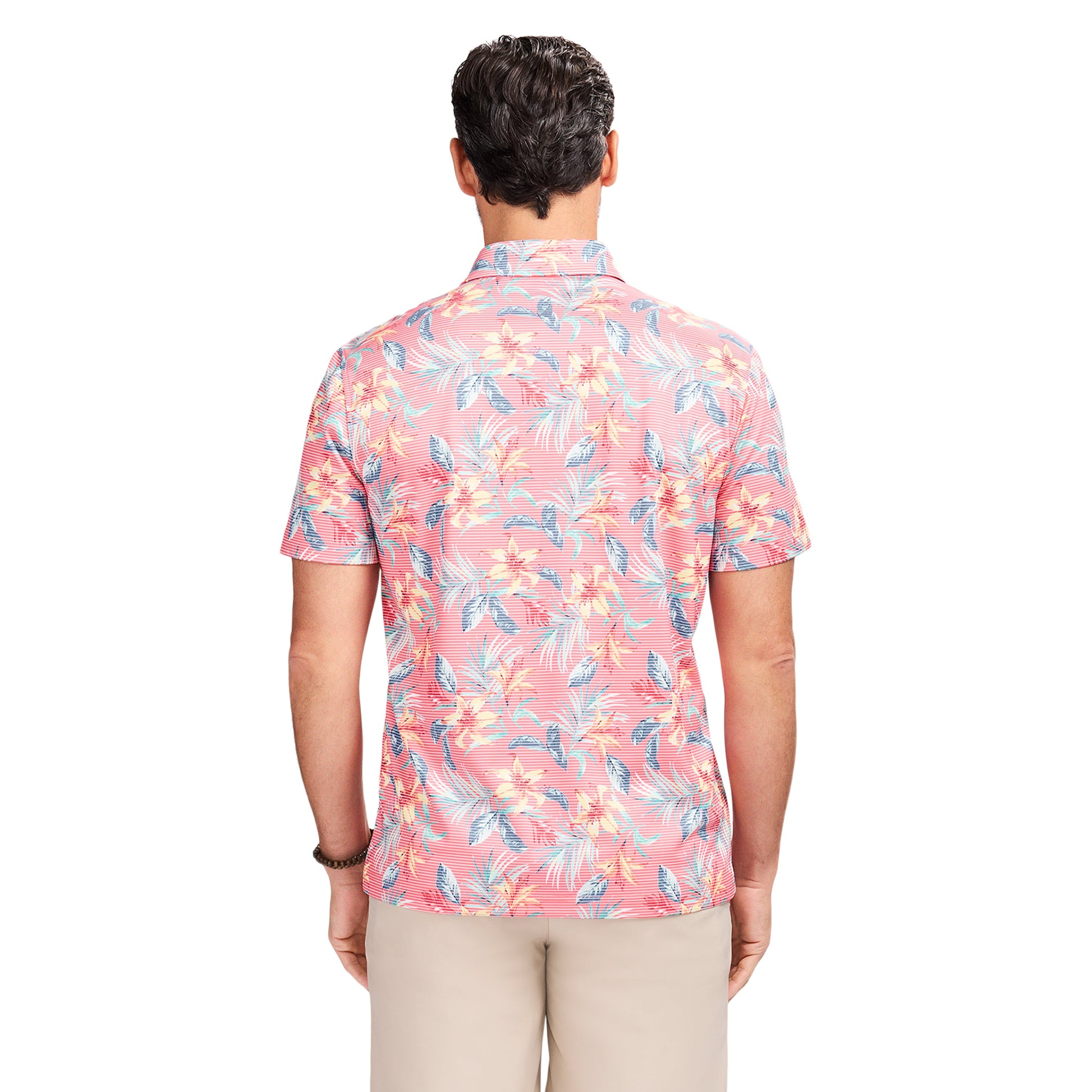 Izod SUNSHIELD PERFORMANCE S/S PRINTED POLO - ROSE OF SHARON