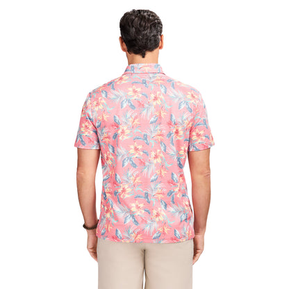 Izod SUNSHIELD PERFORMANCE S/S PRINTED POLO - ROSE OF SHARON