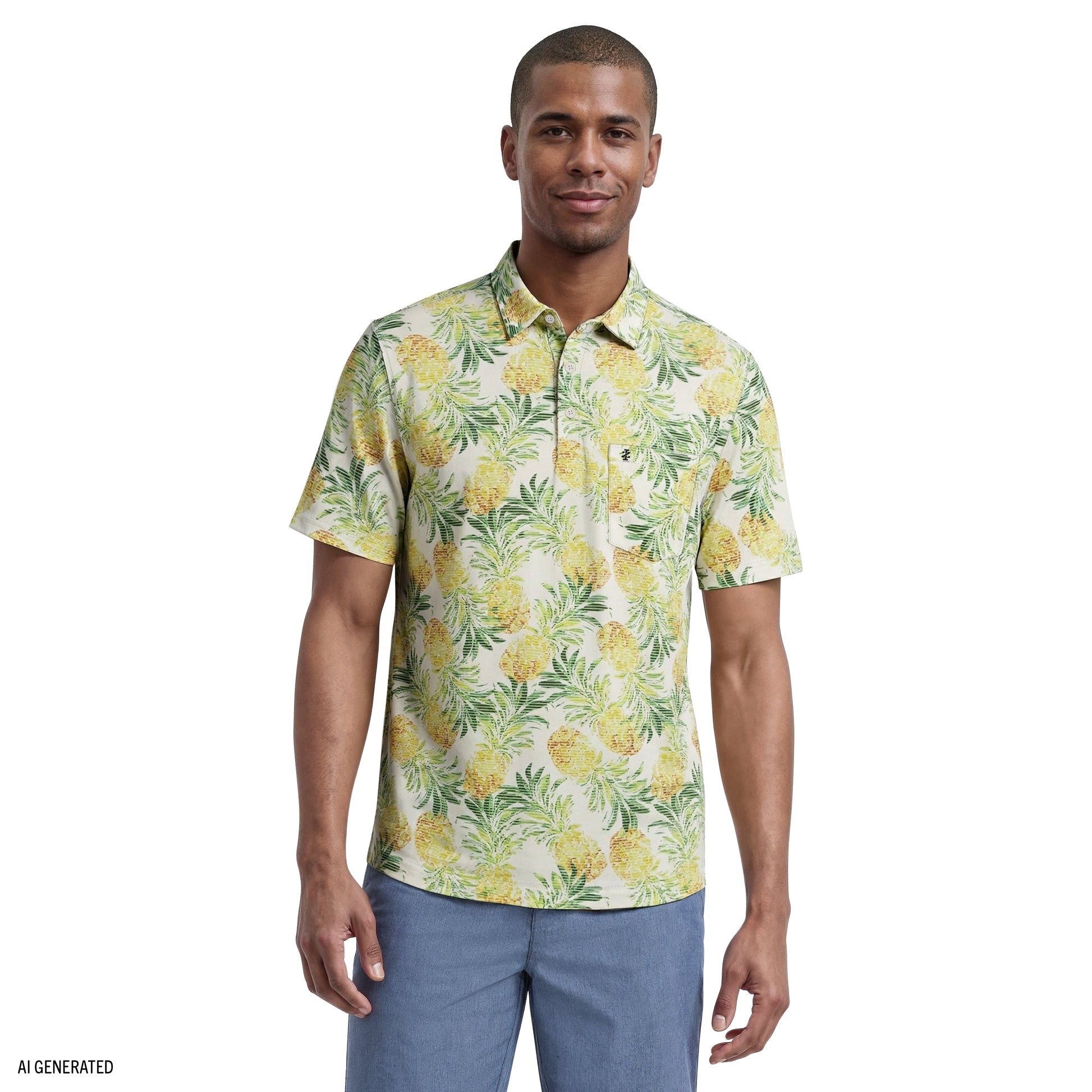 Izod SUNSHIELD PERFORMANCE S/S PRINTED POLO - LEMON DROP