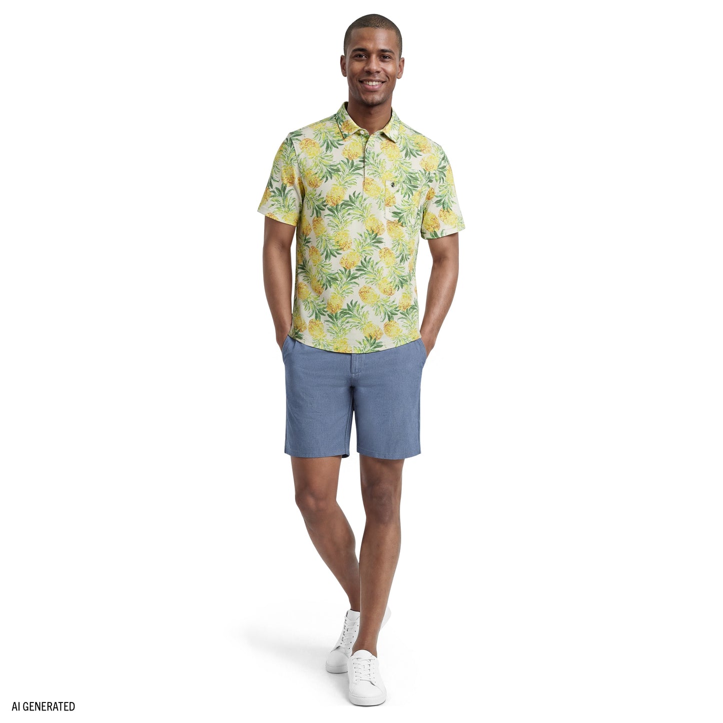 Izod SUNSHIELD PERFORMANCE S/S PRINTED POLO - LEMON DROP