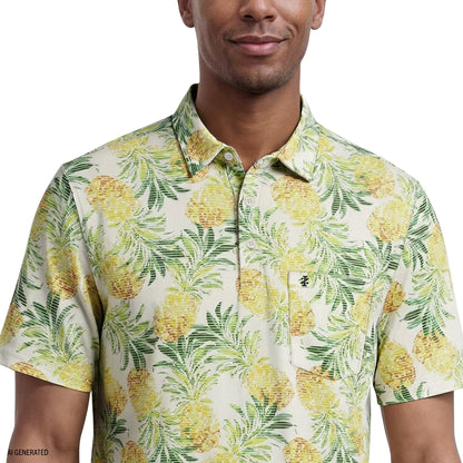 Izod SUNSHIELD PERFORMANCE S/S PRINTED POLO - LEMON DROP