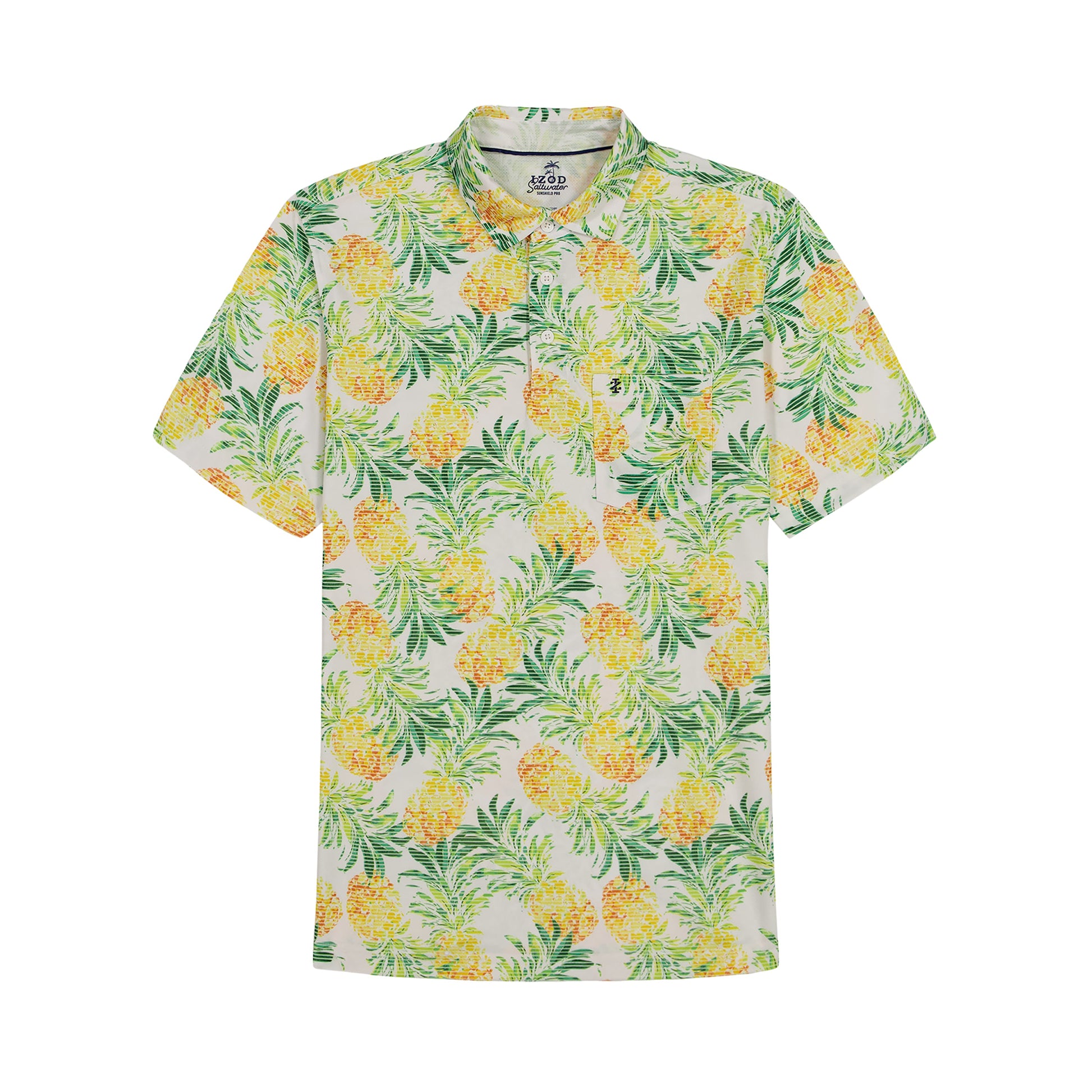 Izod SUNSHIELD PERFORMANCE S/S PRINTED POLO - LEMON DROP