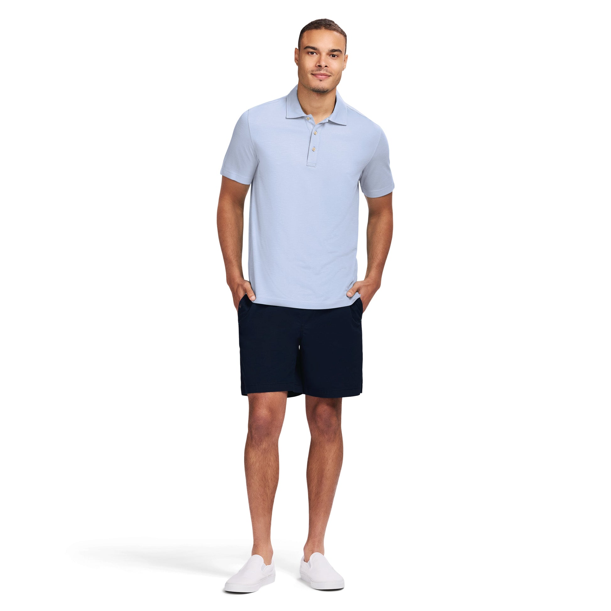 Izod DOCKSIDE S/S SLUB POLO - CHAMBRAY BLUE