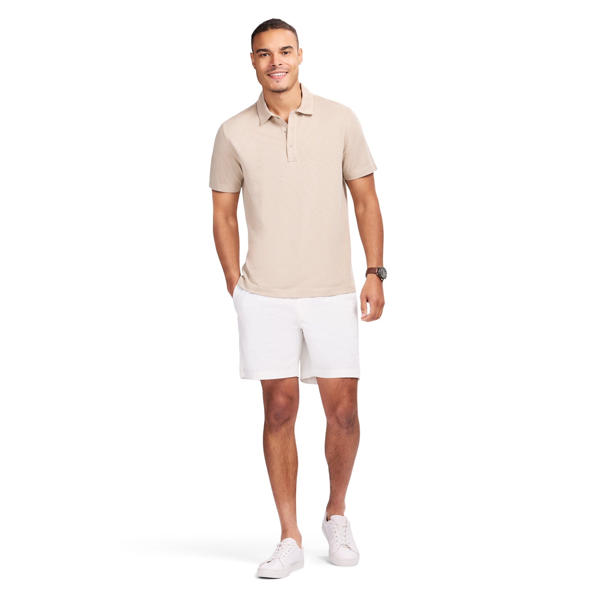Izod DOCKSIDE S/S SLUB POLO - CROCKERY