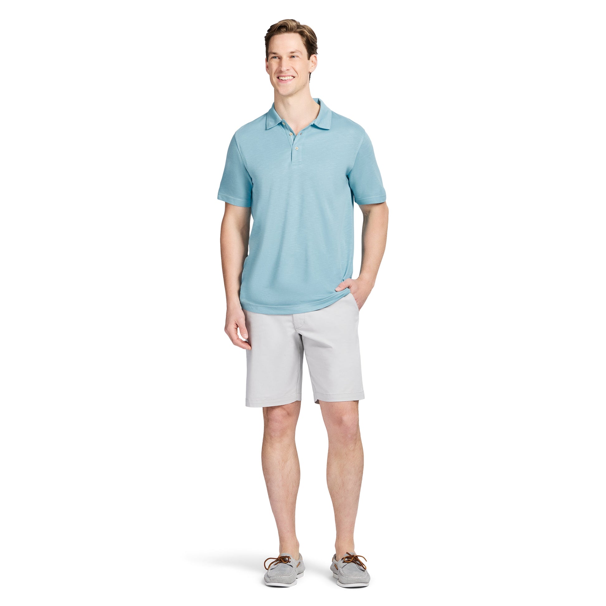Izod DOCKSIDE S/S SLUB POLO - MILKY BLUE