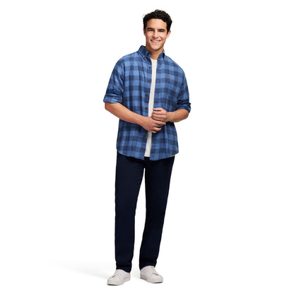Izod Stratton Flannel Long Sleeve Button Down Shirt - Bright Cobalt