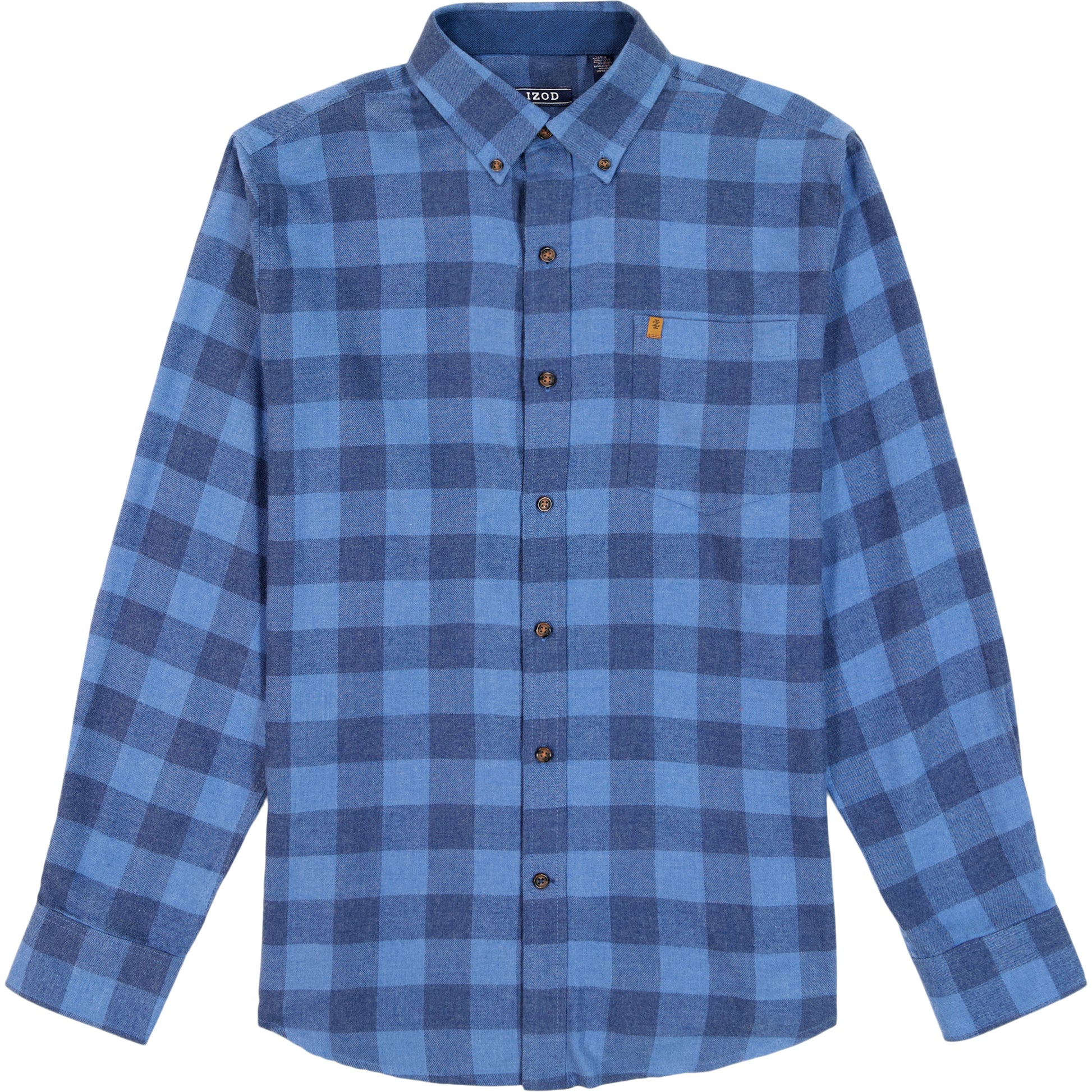 Izod Stratton Flannel Long Sleeve Button Down Shirt - Bright Cobalt