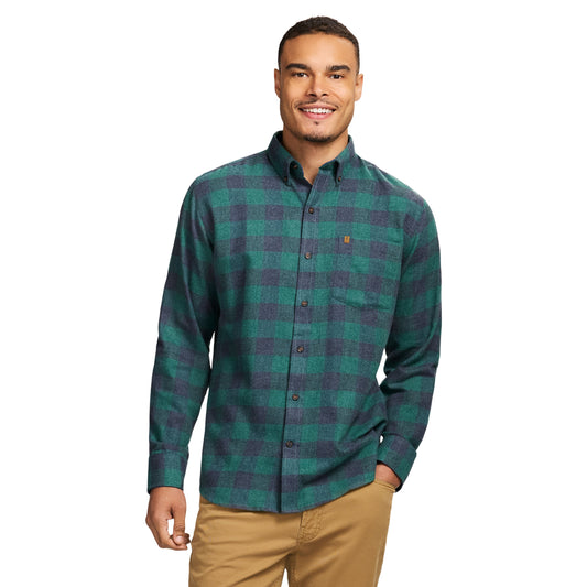 Izod Stratton Flannel Long Sleeve Button Down Shirt - Trekking Green