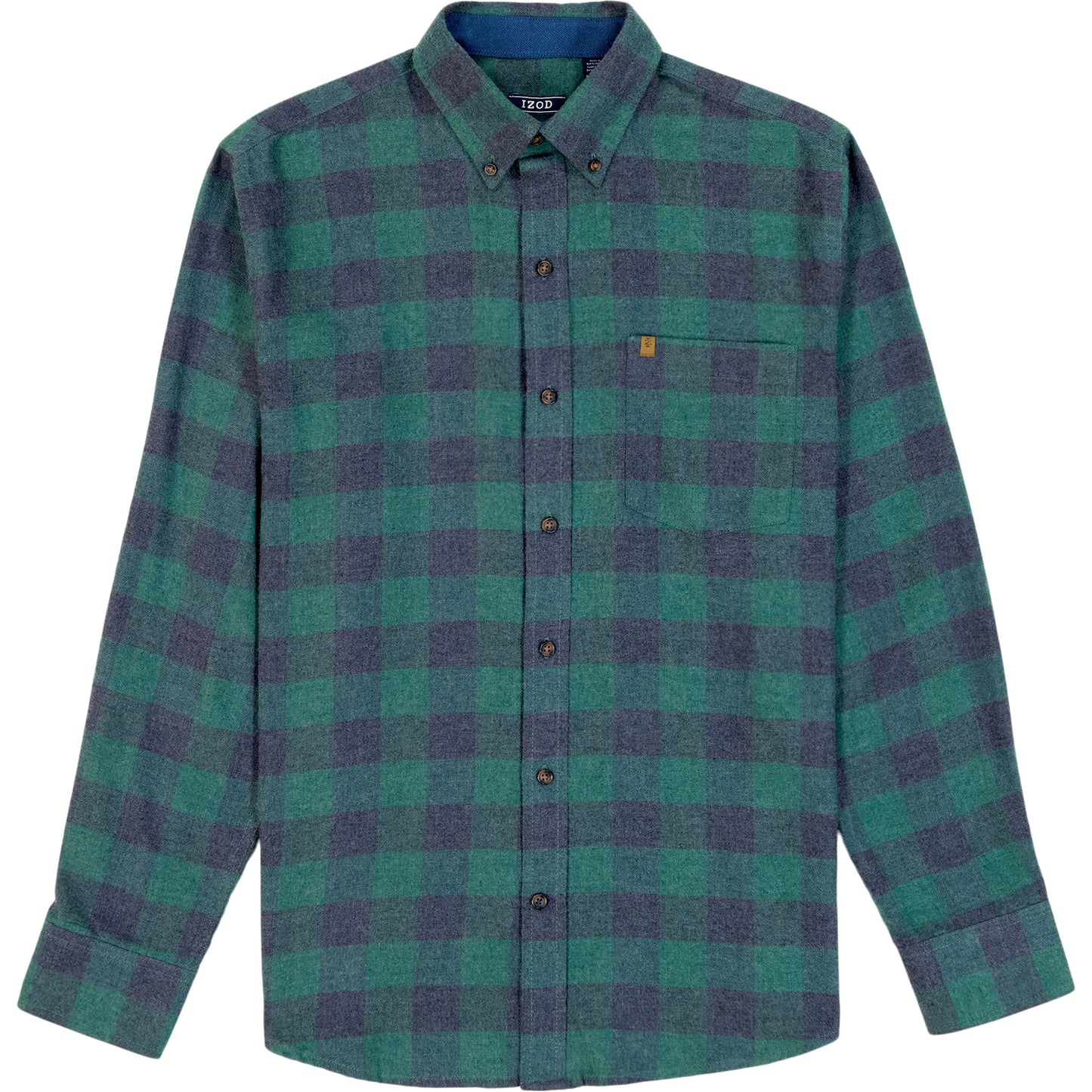 Izod Stratton Flannel Long Sleeve Button Down Shirt - Trekking Green