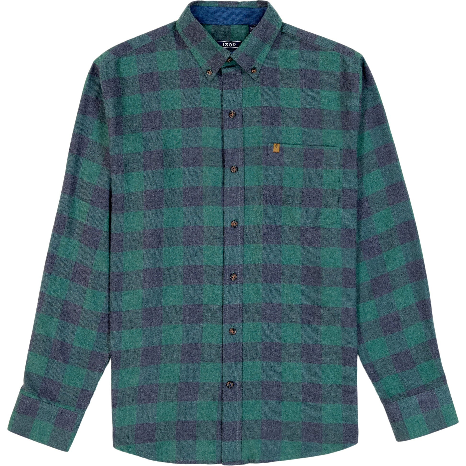 Izod Stratton Flannel Long Sleeve Button Down Shirt - Trekking Green