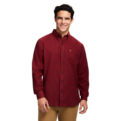 Izod Stratton Flannel Long Sleeve Button Down Shirt - Sundried Tomato