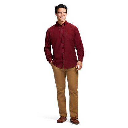 Izod Stratton Flannel Long Sleeve Button Down Shirt - Sundried Tomato