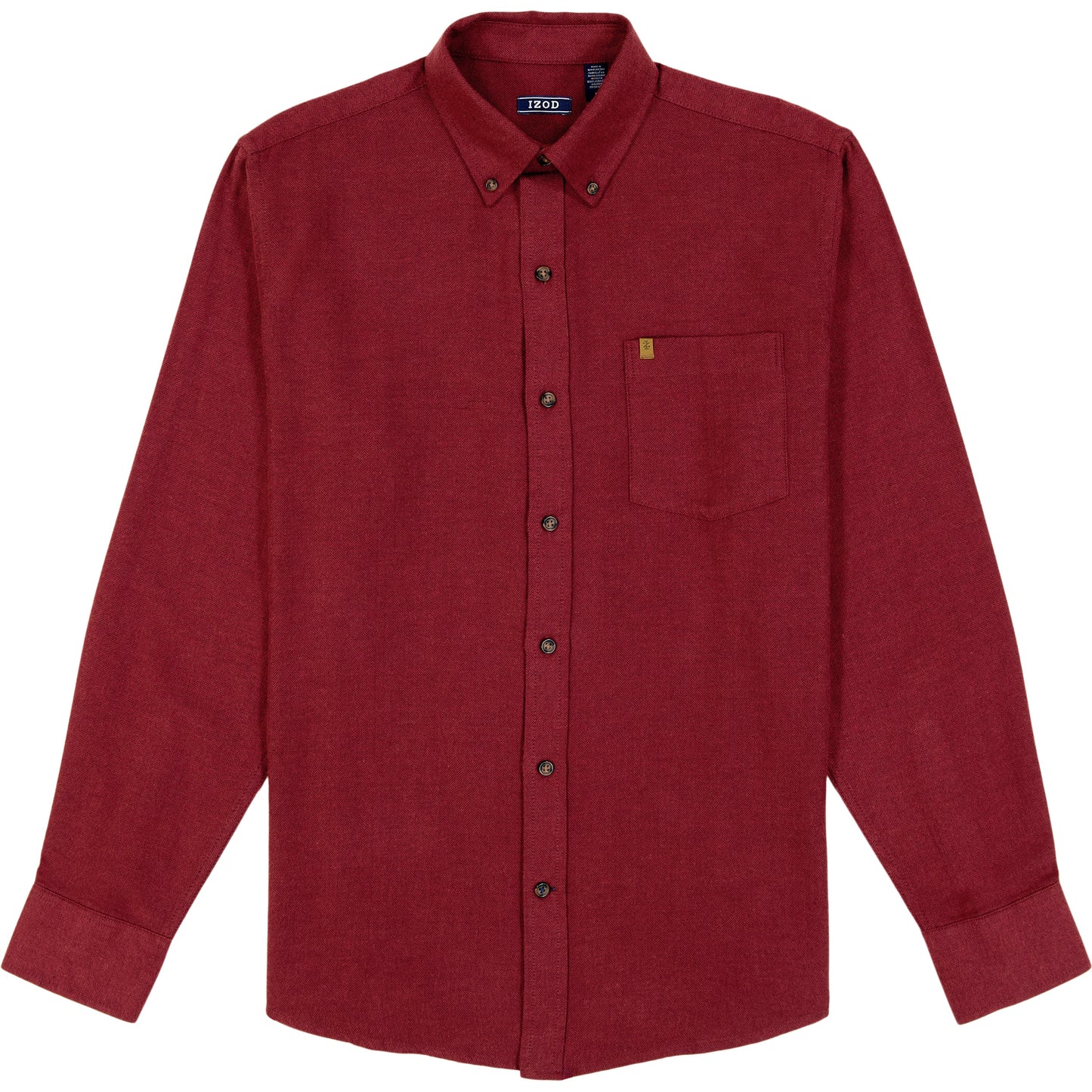 Izod Stratton Flannel Long Sleeve Button Down Shirt - Sundried Tomato