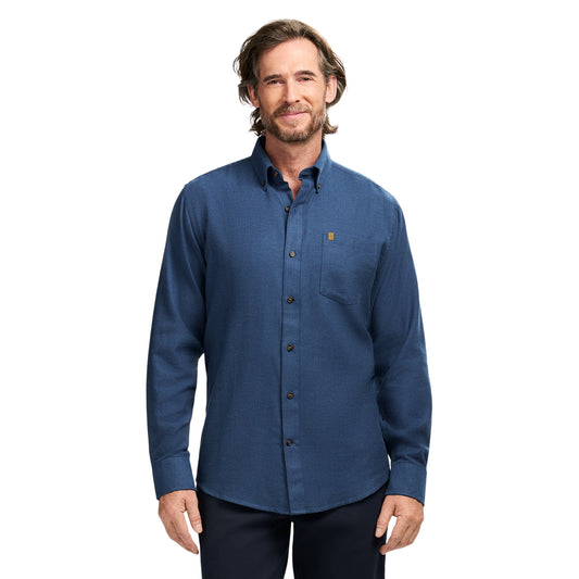 Izod Stratton Flannel Long Sleeve Button Down Shirt - True Navy