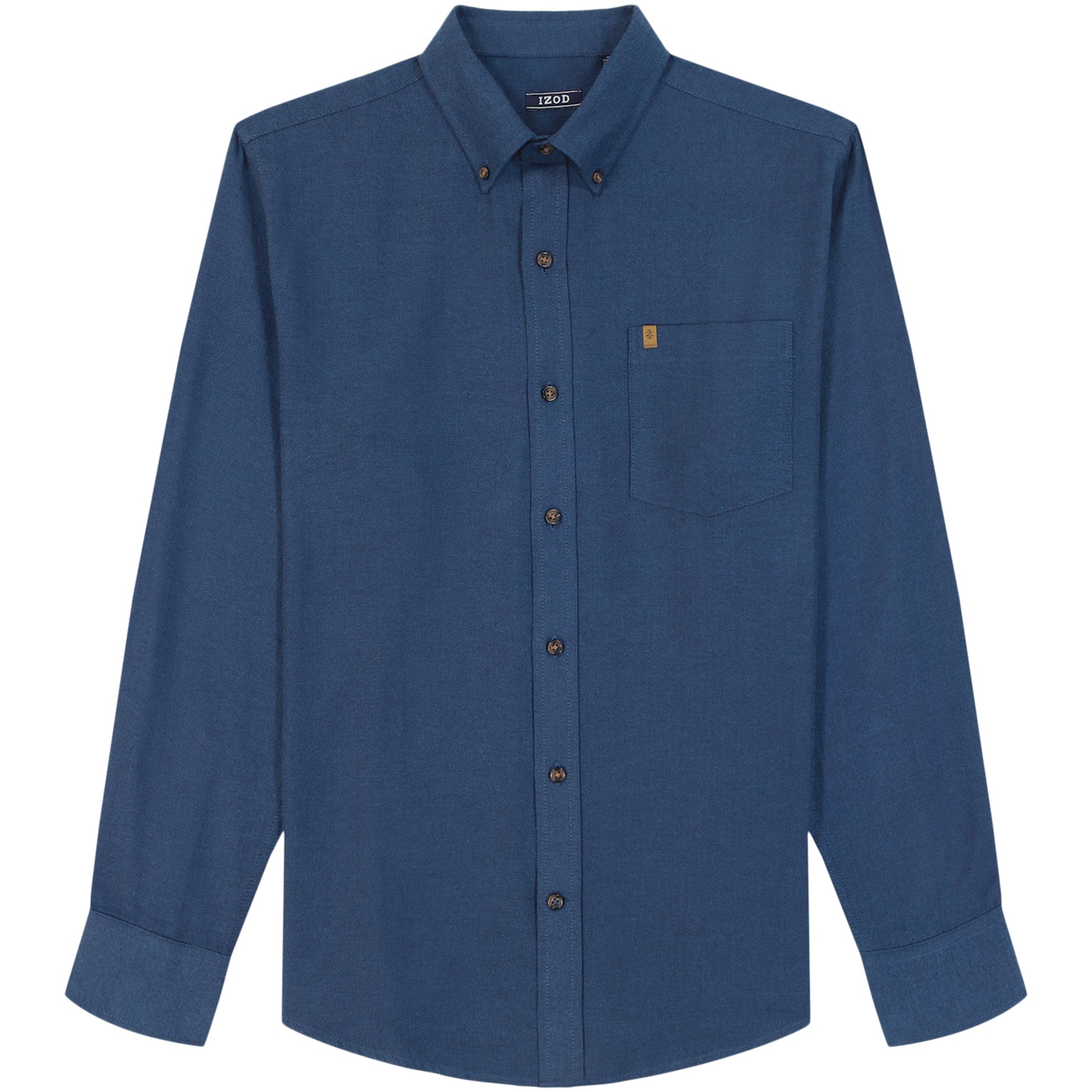Izod Stratton Flannel Long Sleeve Button Down Shirt - True Navy