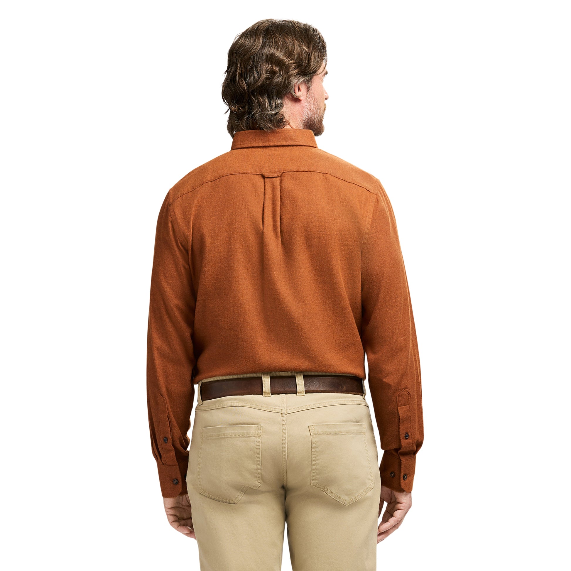 Izod Stratton Flannel Long Sleeve Button Down Shirt - Bombay Brown