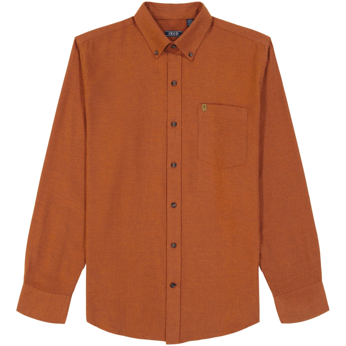 Izod Stratton Flannel Long Sleeve Button Down Shirt - Bombay Brown