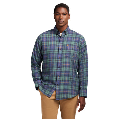 Izod Stratton Flannel Long Sleeve Button Down Shirt - Medieval Blue