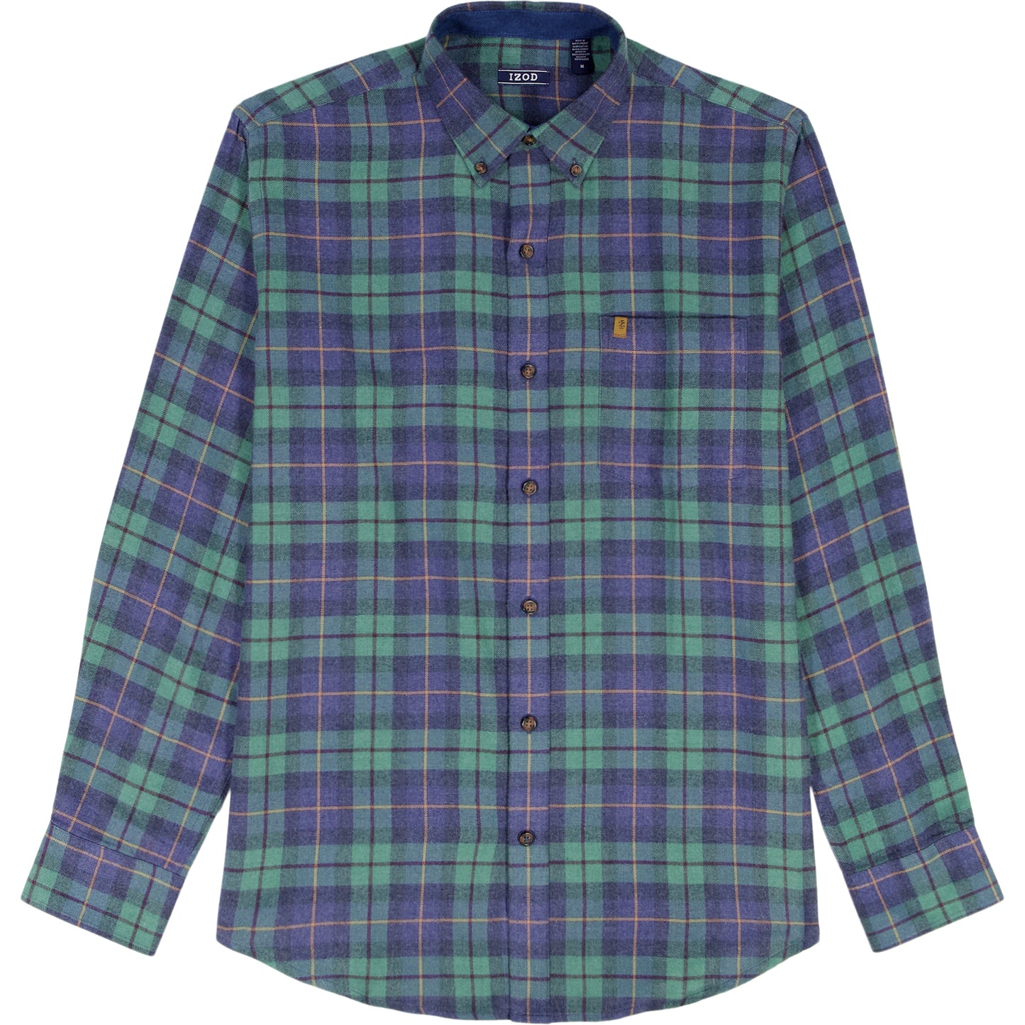 Izod Stratton Flannel Long Sleeve Button Down Shirt - Medieval Blue