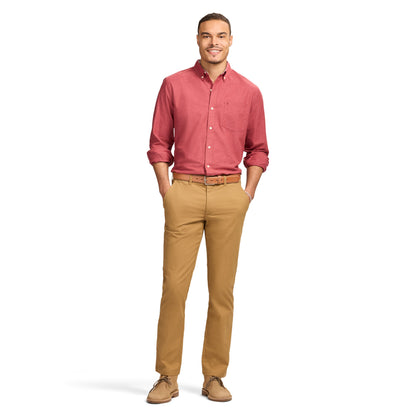 Izod Oxford Long Sleeve Button Down Shirt - Velvet Maroon