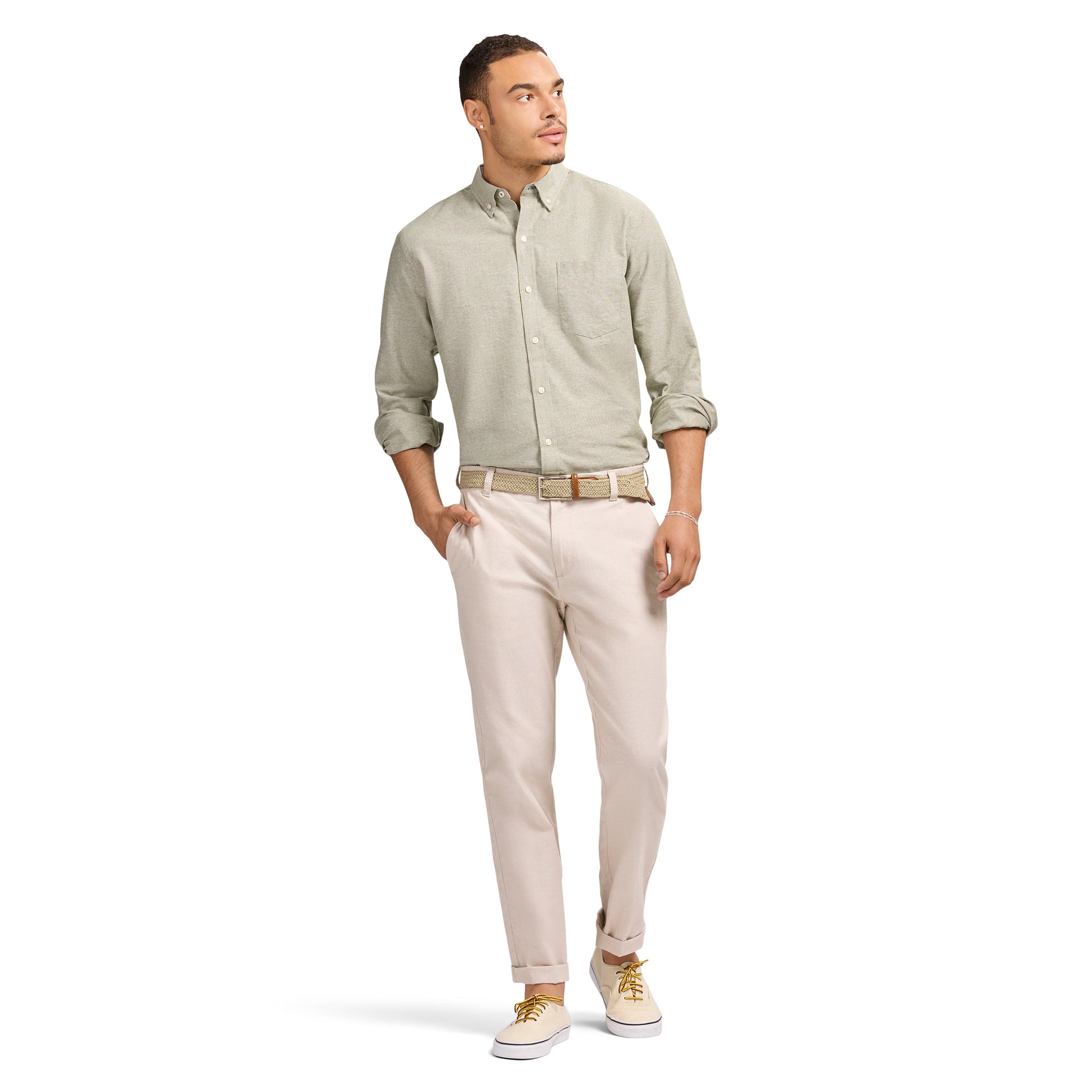 Izod Oxford Long Sleeve Button Down Shirt - Thyme