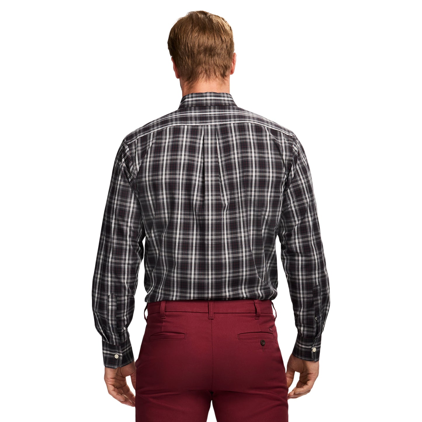Izod Holiday Tartan Long Sleeve Button Down Shirt - Black