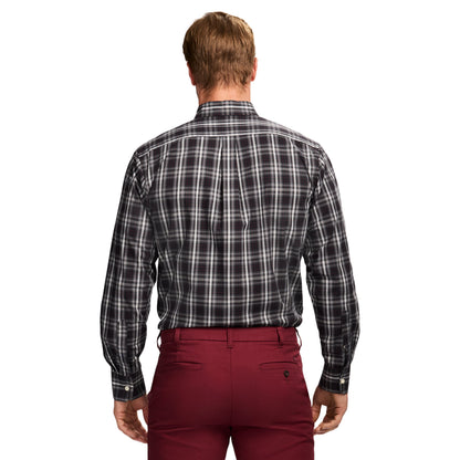 Izod Holiday Tartan Long Sleeve Button Down Shirt - Black