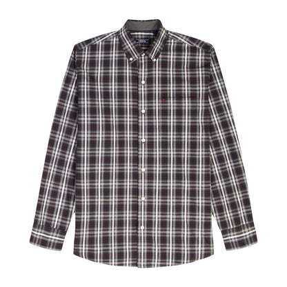 Izod Holiday Tartan Long Sleeve Button Down Shirt - Black