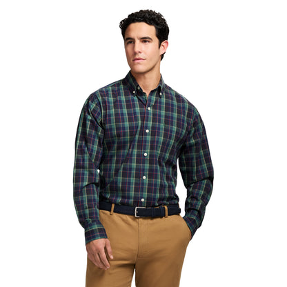Izod Holiday Tartan Long Sleeve Button Down Shirt - Trekking Green