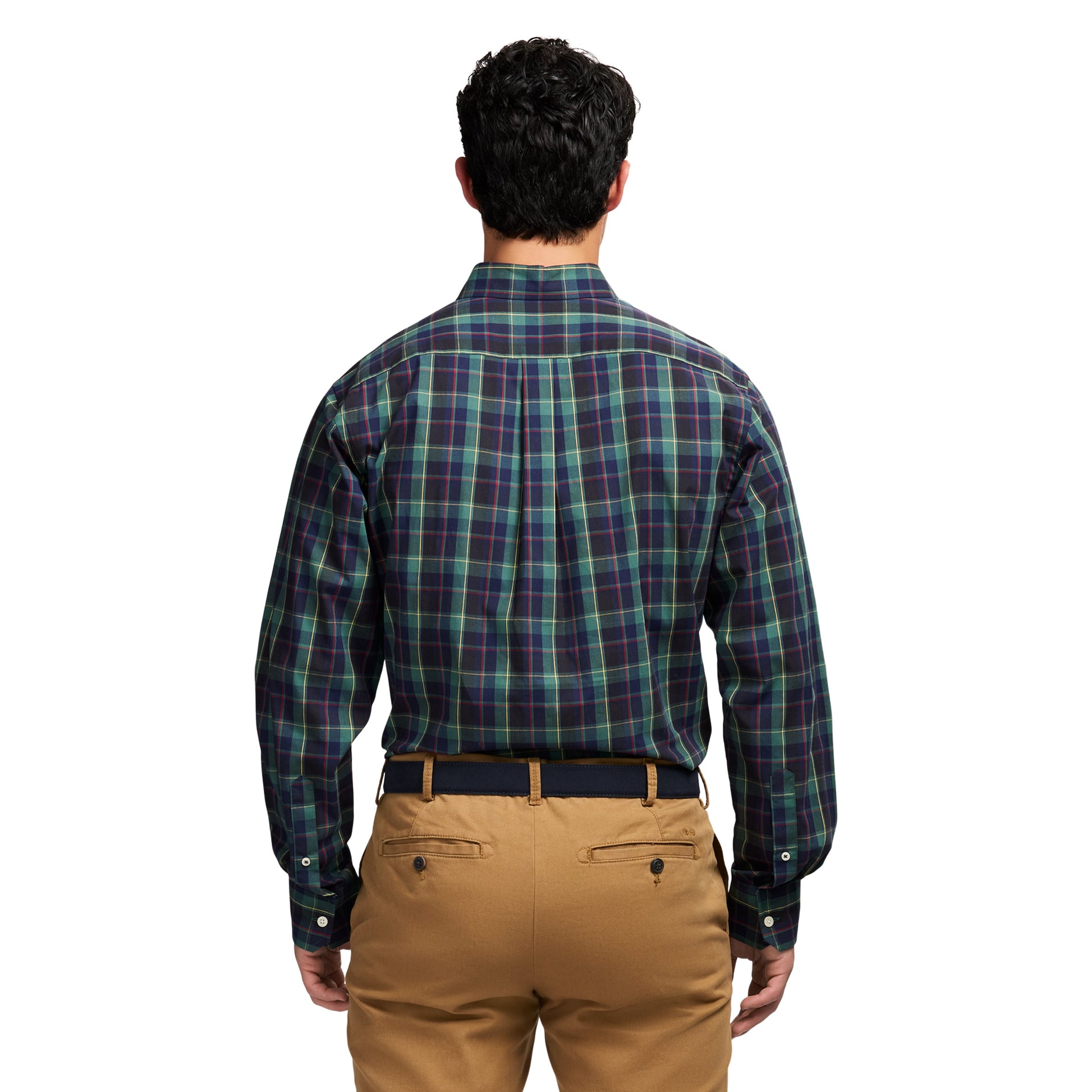 Izod Holiday Tartan Long Sleeve Button Down Shirt - Trekking Green