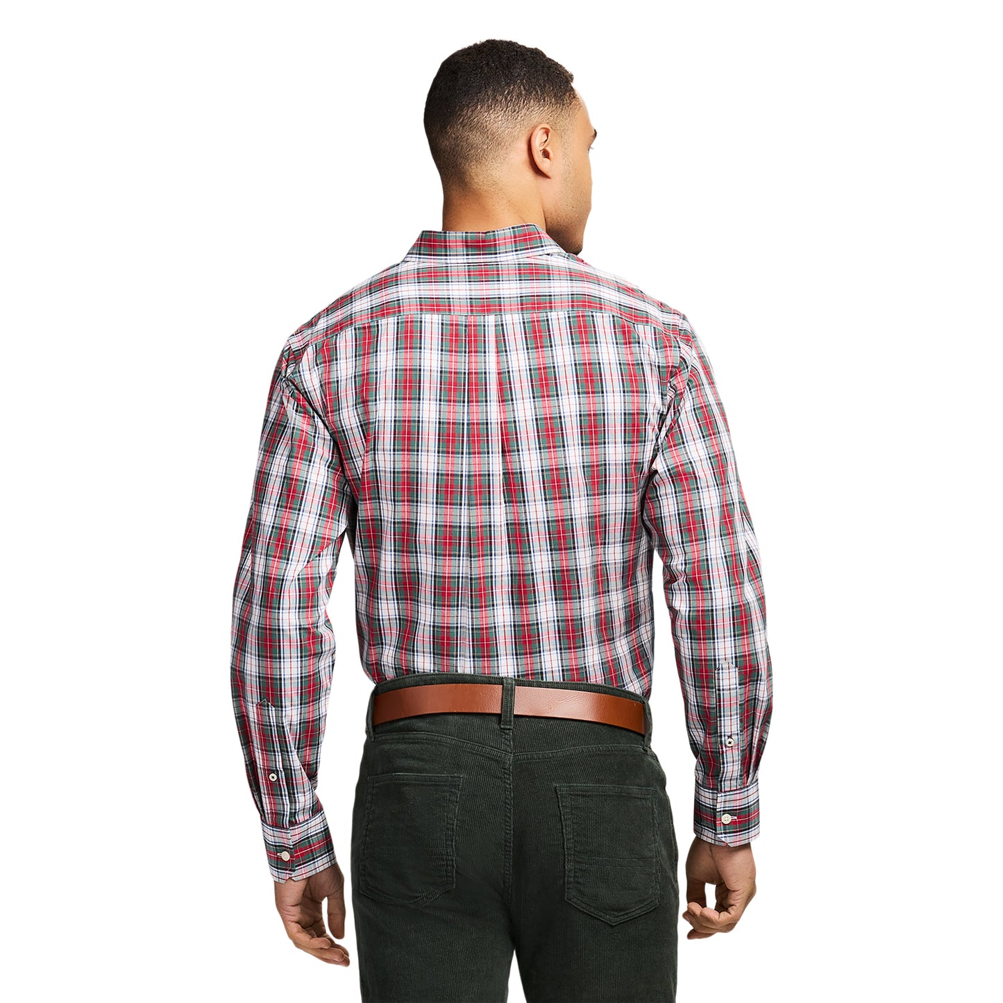 Izod Holiday Tartan Long Sleeve Button Down Shirt - Scarlet Sage