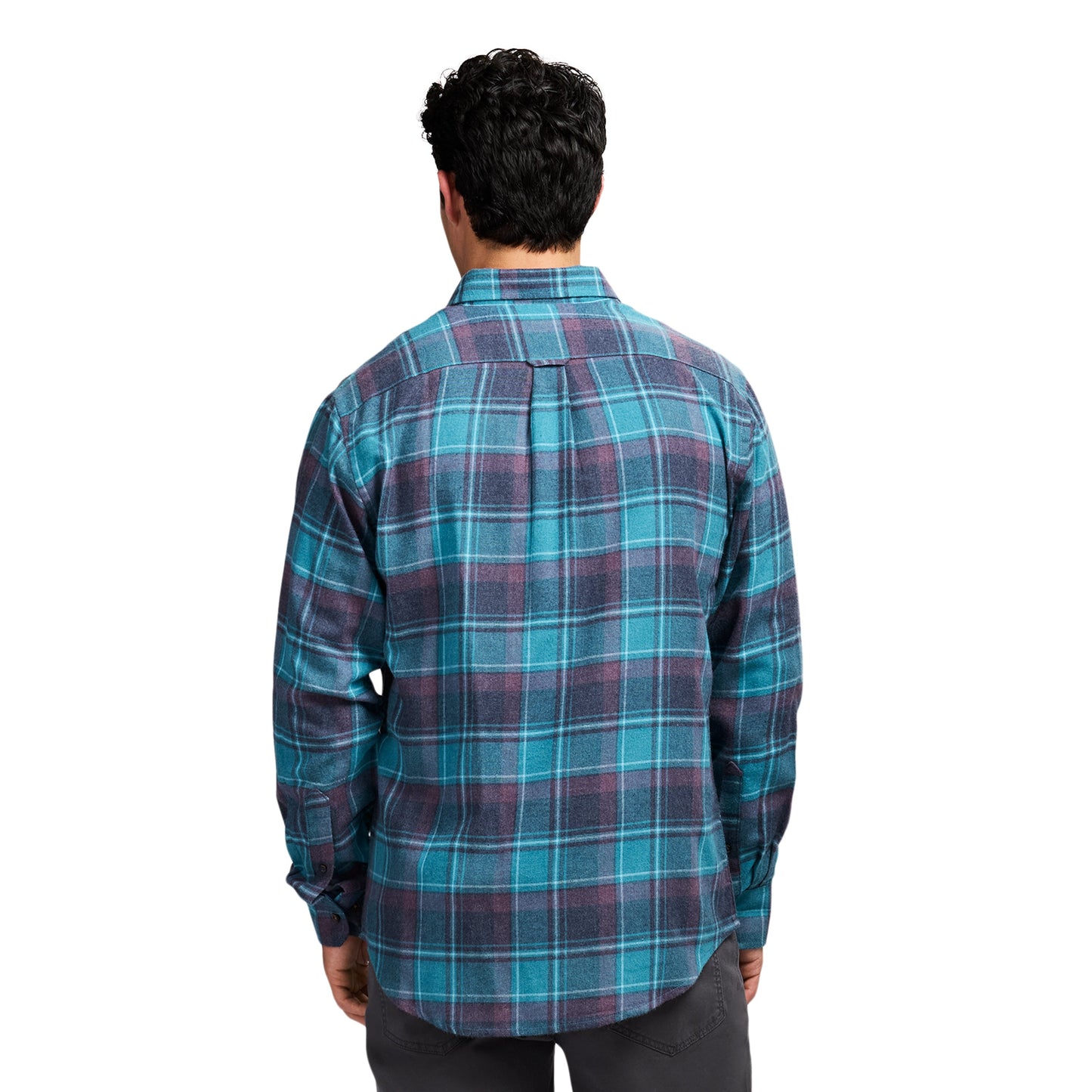 Izod Stratton Flannel Long Sleeve Button Down Shirt - Blue Coral