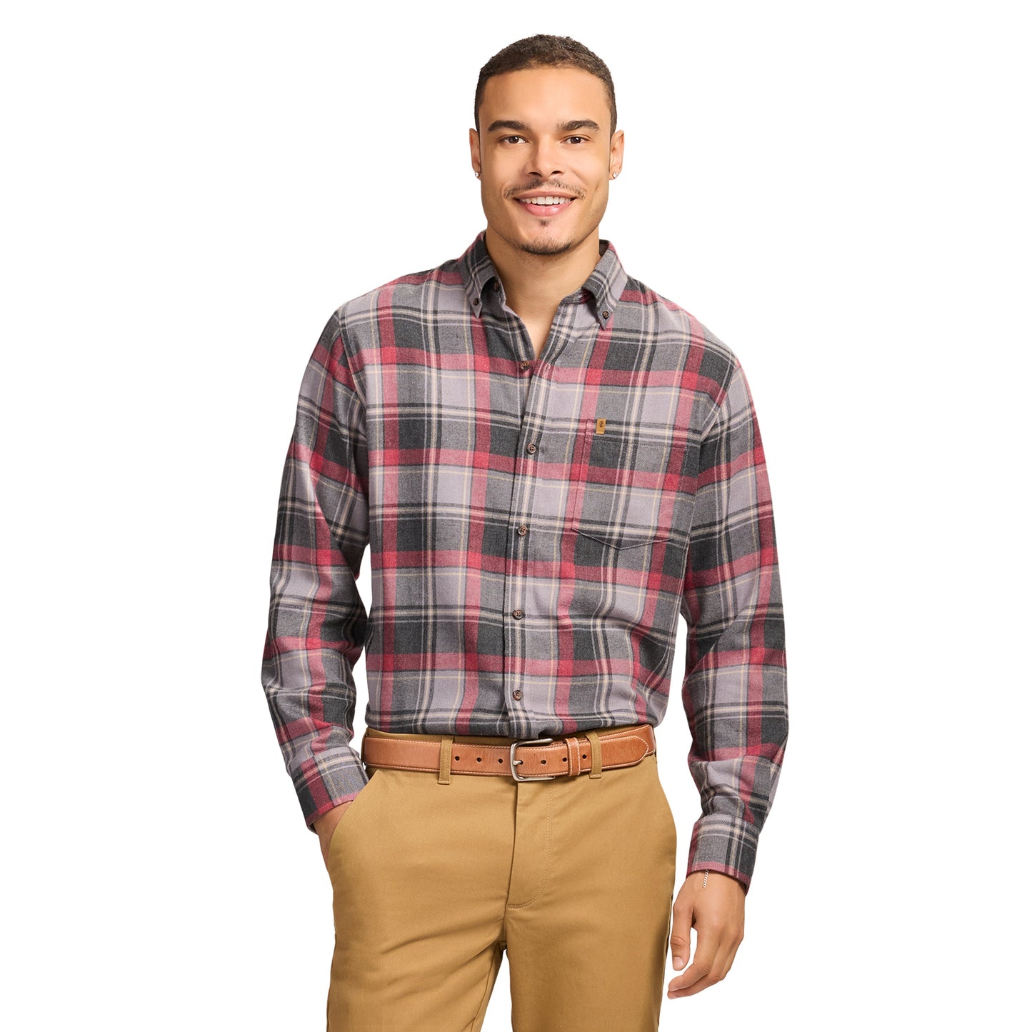 Izod Stratton Flannel Long Sleeve Button Down Shirt - Night Owl