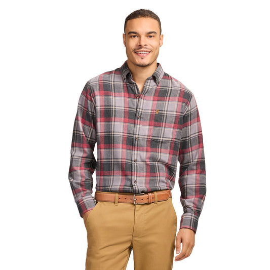 Izod Stratton Flannel Long Sleeve Button Down Shirt - Night Owl