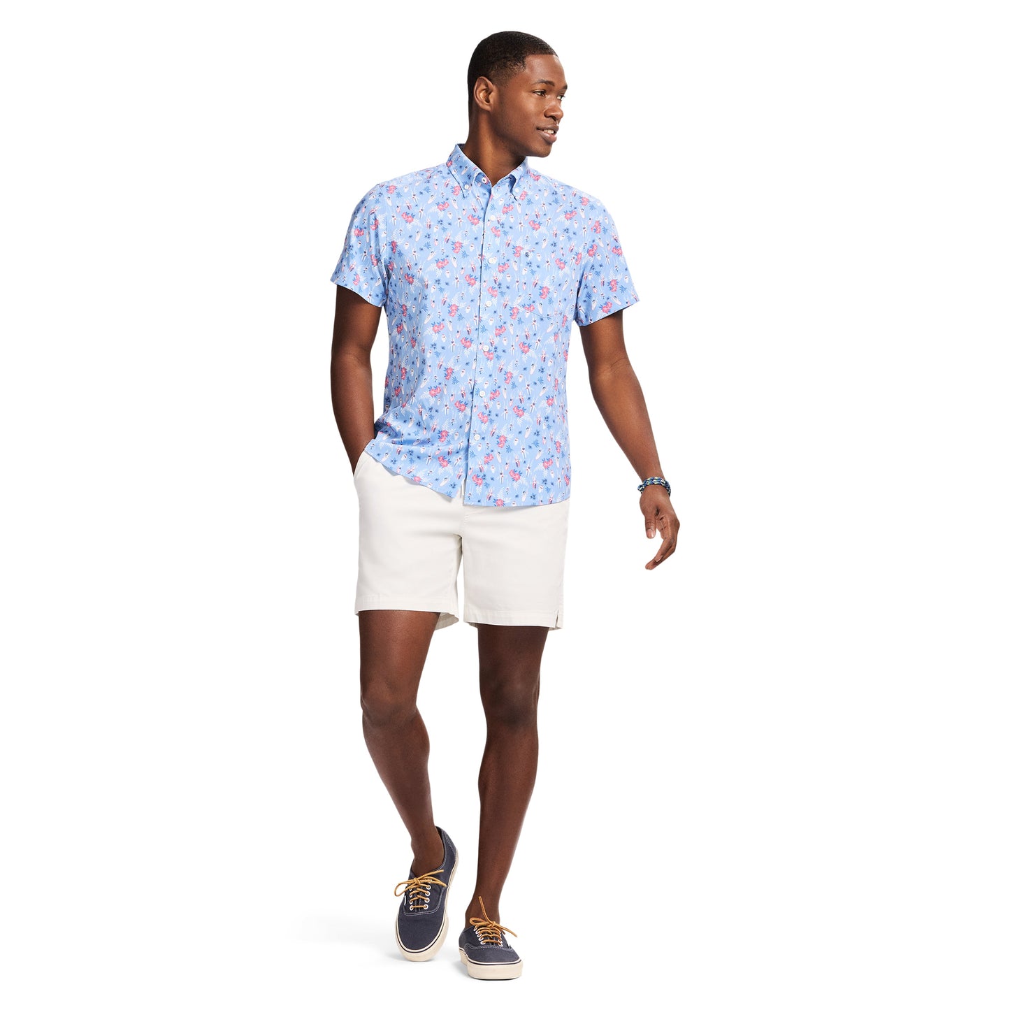 Izod Breeze Short Sleeve Button Down  - Della Robbia Blue
