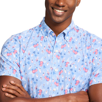Izod Breeze Short Sleeve Button Down  - Della Robbia Blue