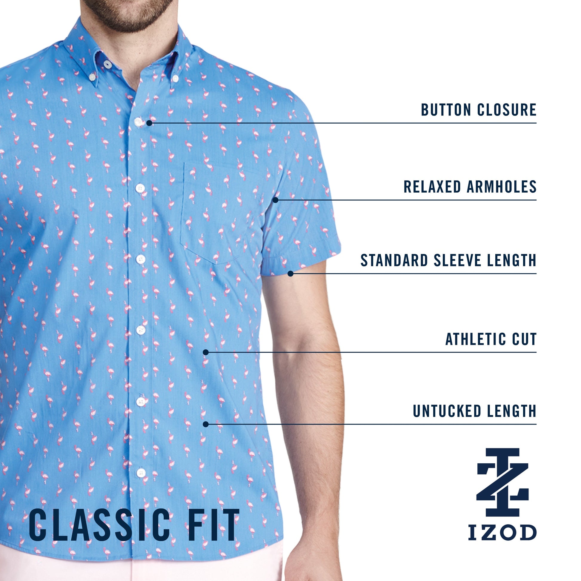 Izod Breeze Short Sleeve Button Down  - Della Robbia Blue