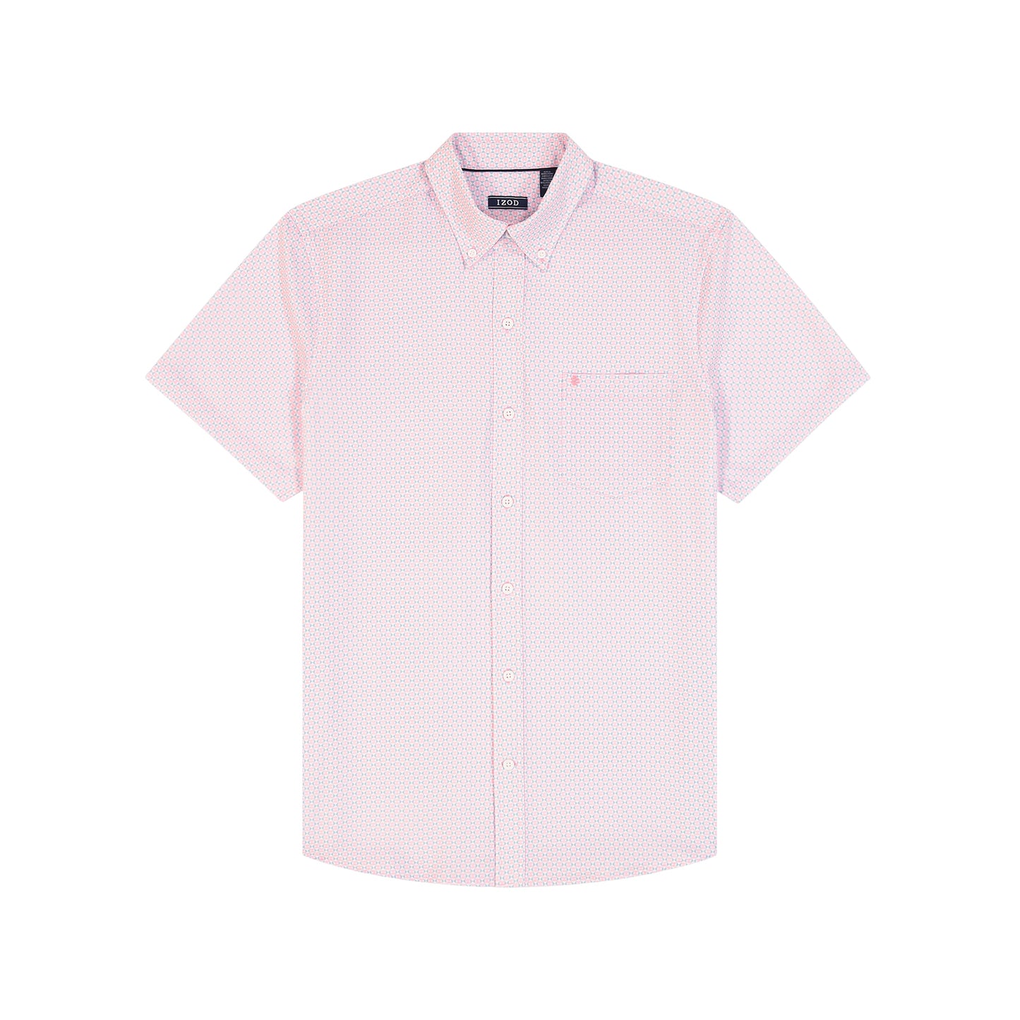 Izod Breeze Short Sleeve Printed Button Down Shirt - Prism Pink