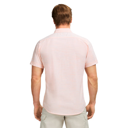Izod Dockside Solid Chambray Short Sleeve Button Down Shirt - Cantaloupe