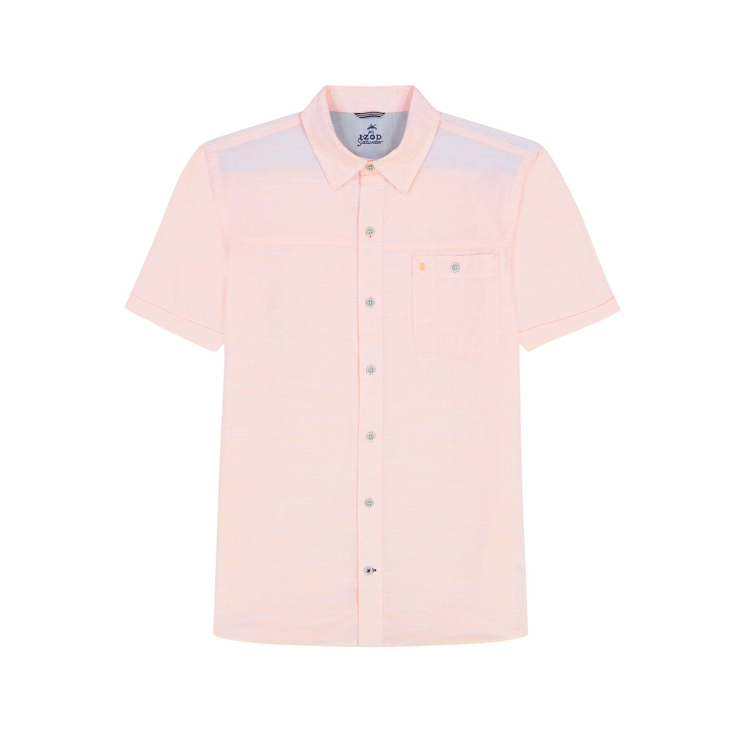 Izod Dockside Solid Chambray Short Sleeve Button Down Shirt - Cantaloupe