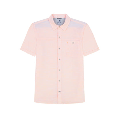 Izod Dockside Solid Chambray Short Sleeve Button Down Shirt - Cantaloupe