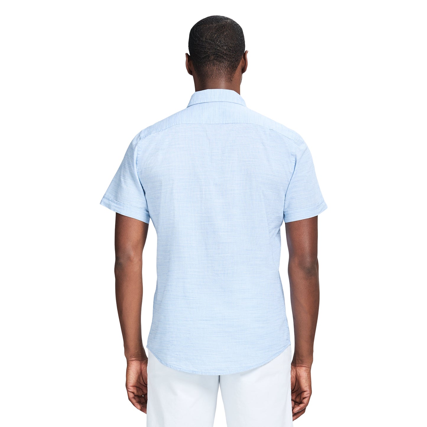 Izod Dockside Solid Chambray Short Sleeve Button Down Shirt - Blue Revival