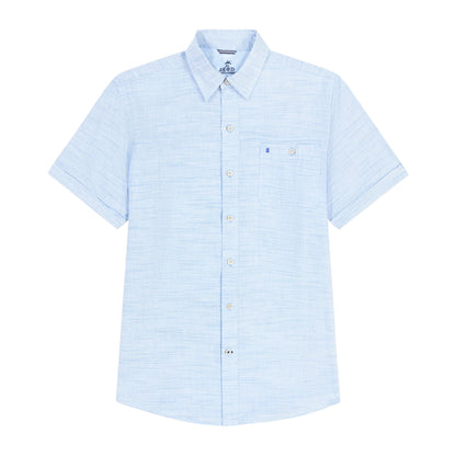 Izod Dockside Solid Chambray Short Sleeve Button Down Shirt - Blue Revival