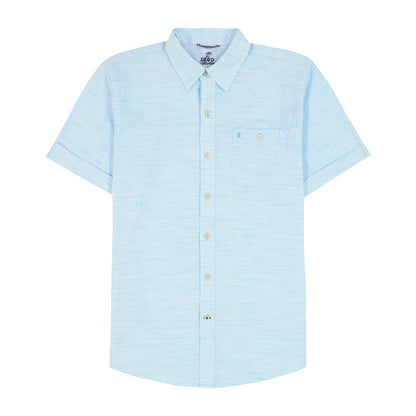Izod Dockside Solid Chambray Short Sleeve Button Down Shirt - Aquarius